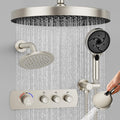 Shower System Brass Thermostatic Shower Faucet Set With Valve and Diverter Shower Mixer with 2 Rain Shower Head and