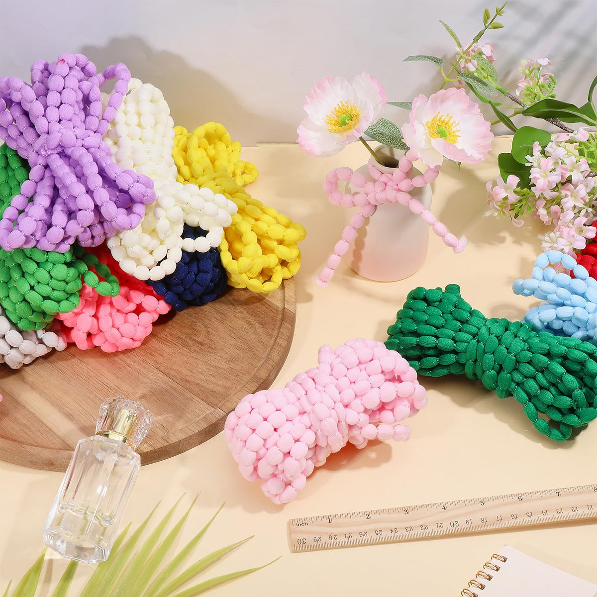 12 Colors Mini Pom Pom Fringe Trim - 84 Yards