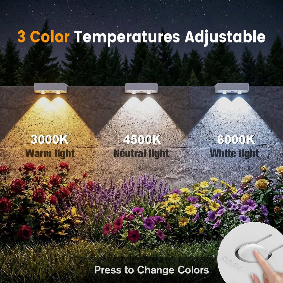 Solar Deck Lights Outdoor 12 Pack, Bright Solar Fence Lights with Lens, 3 Color Modes IP65 Waterproof Large Size Step