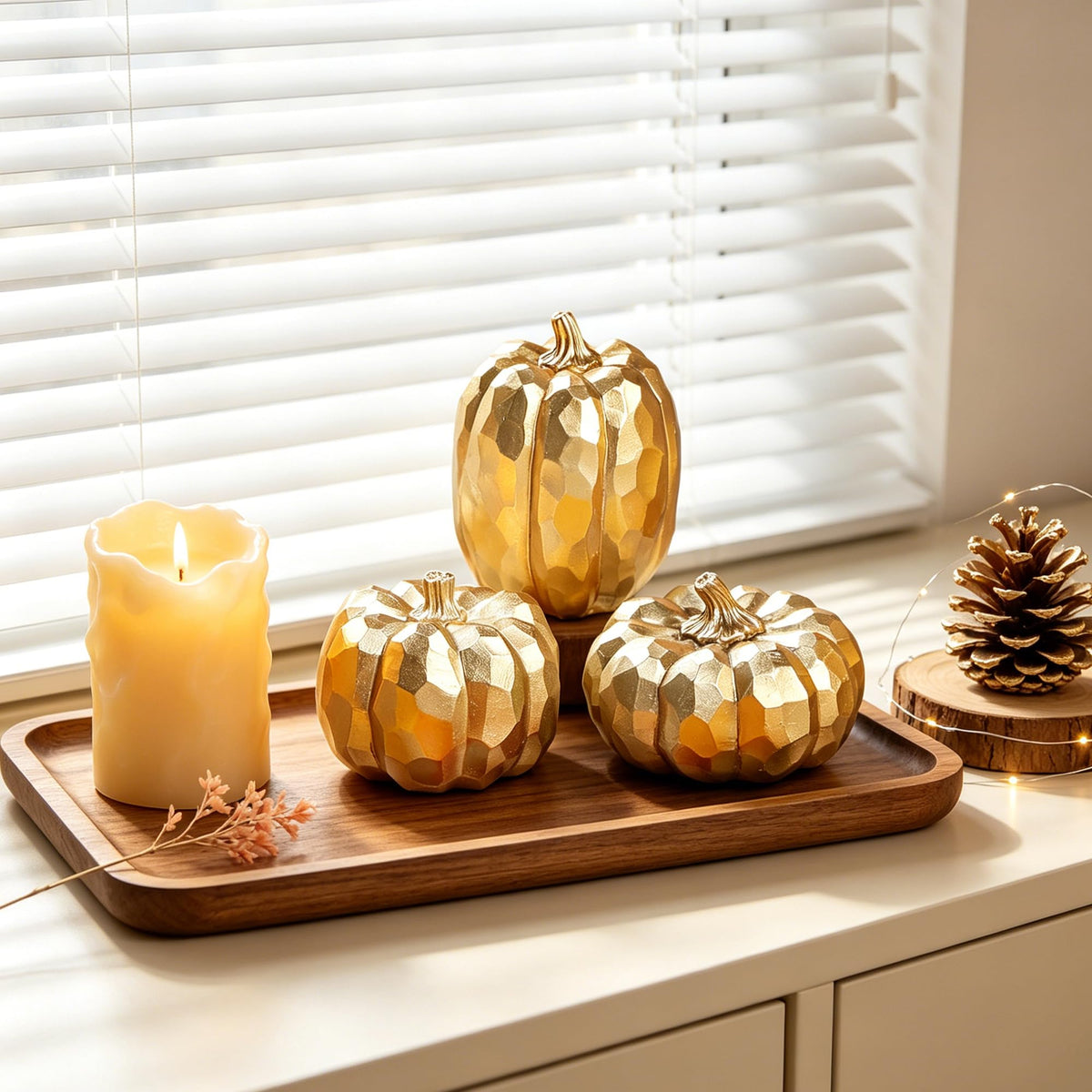 3 Pack Gold Fall Pumpkin Decor Fall Table Centerpieces