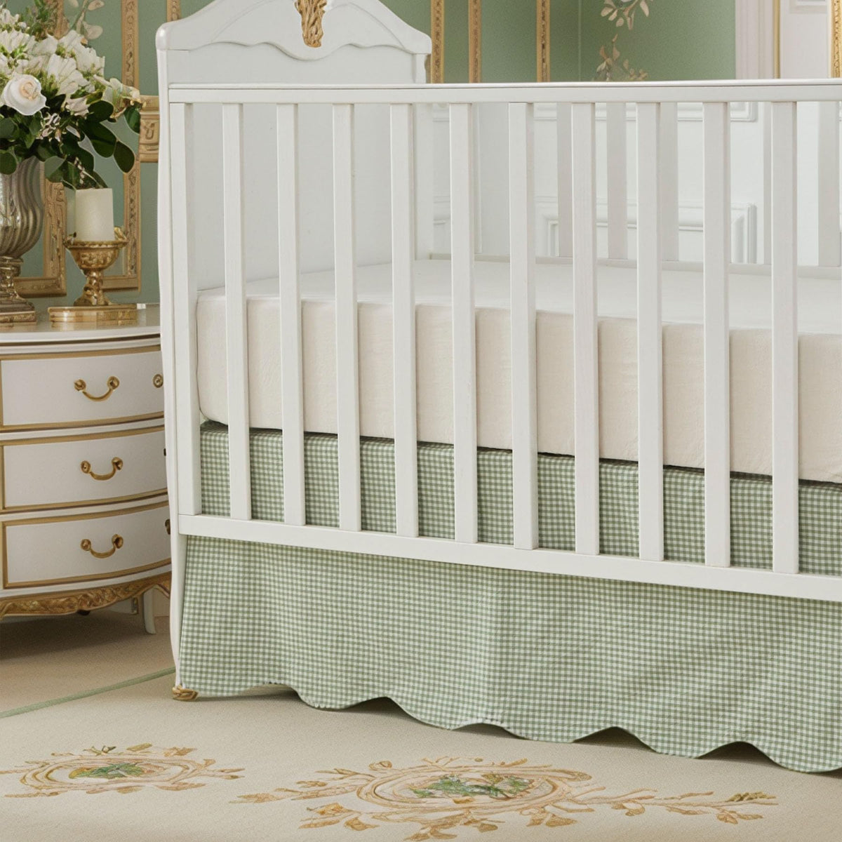 Scallop Edge Cotton Crib Skirt, Baby Boy, Baby Girl, Gender Neutral Crib Skirt Toddler Bedskirt Farmhouse Chic