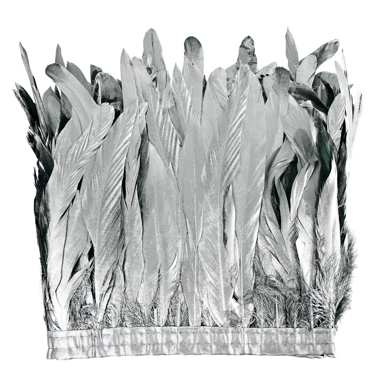 Sliver Rooster Fringe Trim 2.15Yard 8-10inch for Feather Shawl Cape,DIY Sewing Craft Clothing Wedding Decoration