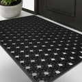 Front Door Mat Outside Entrance 24x36, Heavy Duty TPE Rubber Doormat with Drainage, Non Slip Low Profile Dirt Trapper