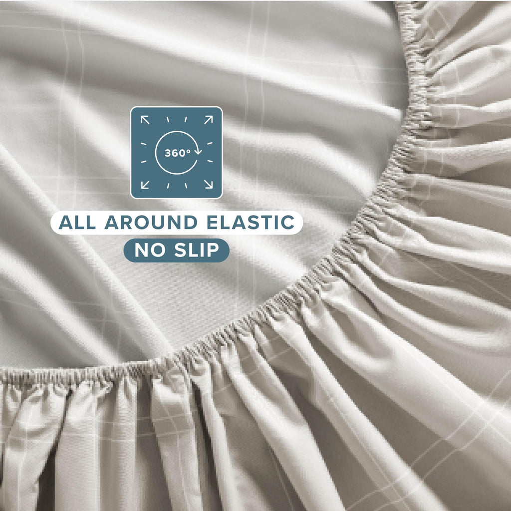Printed Sheet Set (Modern Plaid - Stone/White)