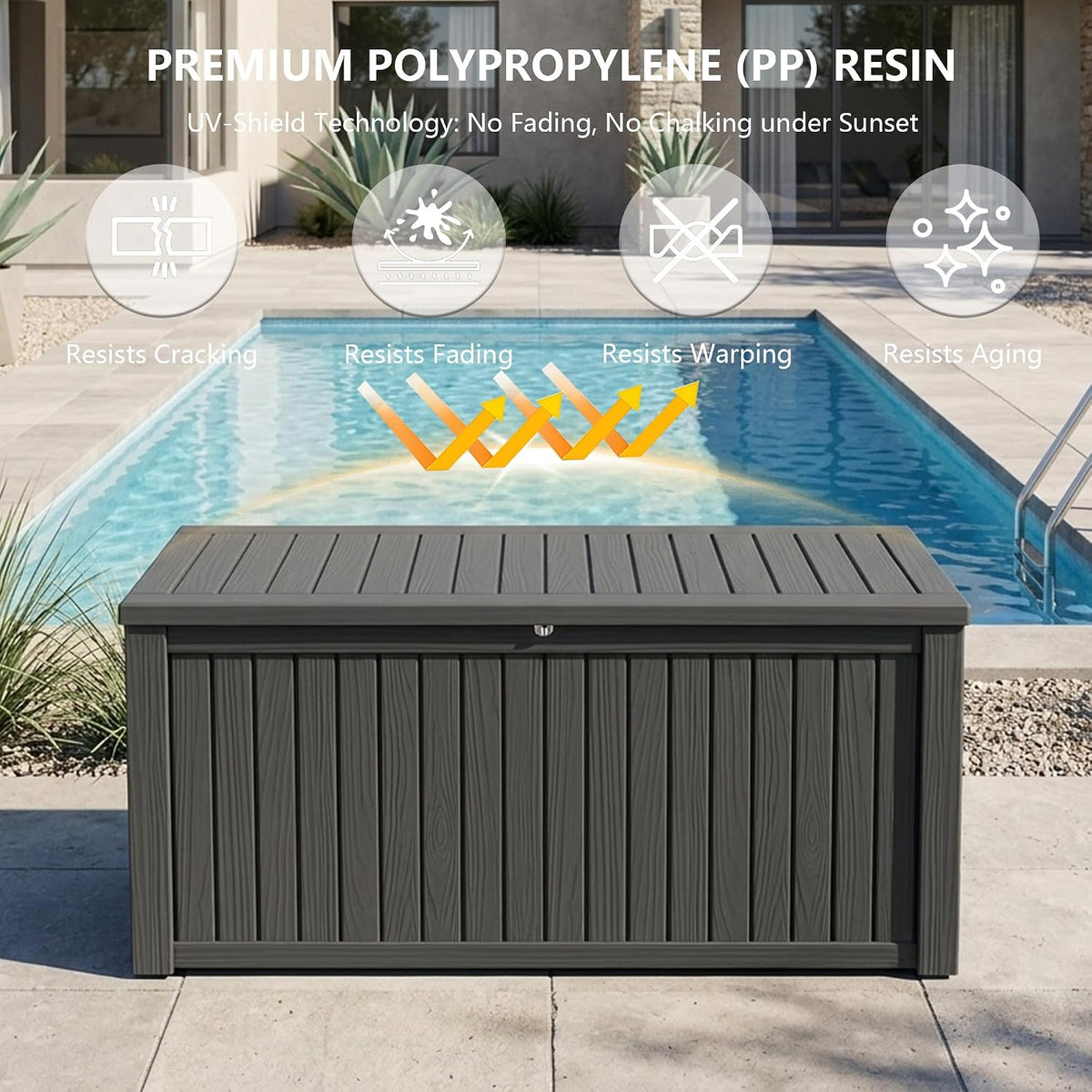Outdoor Storage Box, 200 Gallon Waterproof Deck Box [Upgraded 3.0], Premium Hydraulic Cushion Storage Chest