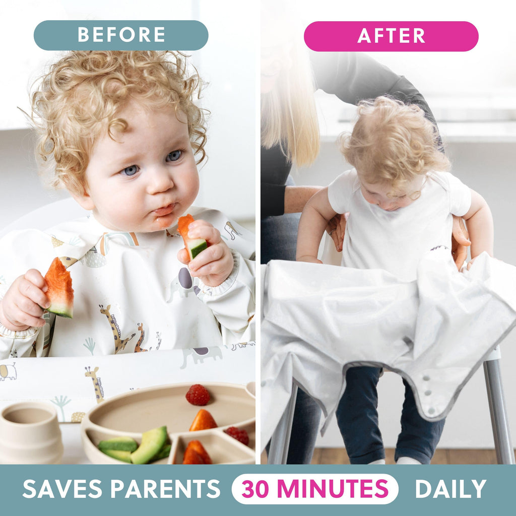 Attachable Long Sleeve Bib for Babies & Toddlers - Easy Clean