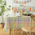 Easter Sunday Spring Plaid Tablecloth - Colorful Rectangular 58x102 Inch Water Resistant Table Cloth for