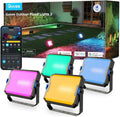 Outdoor Flood Lights 2, RGBIC IP66, Wired 4 Pack | 50 Scene Modes,App Control,RGBIC Warm Cold White lights,Compatible