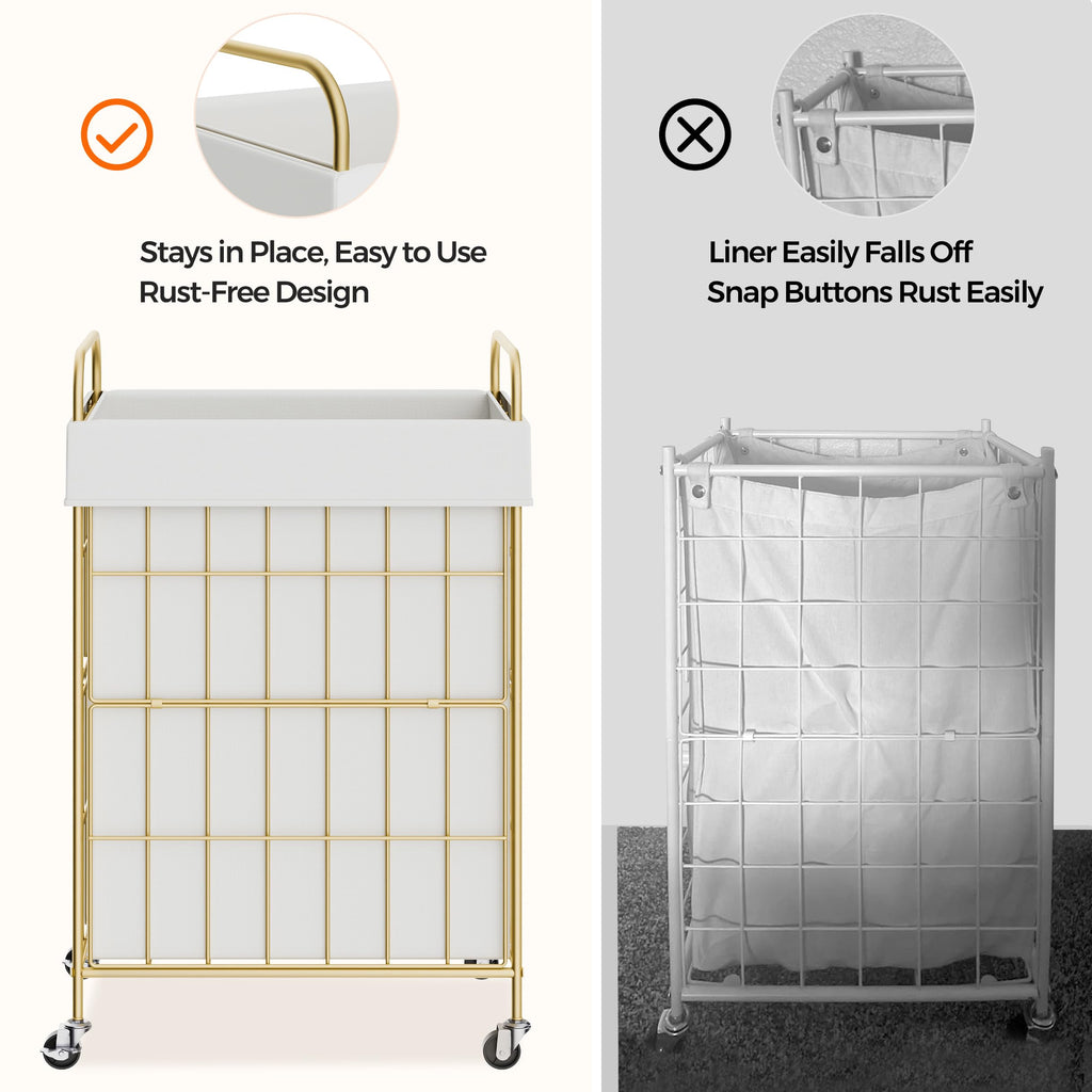 90L Laundry Hamper with Wheels, Laundry Basket with Handle and Liner Bag