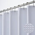 White Extra Long Shower Curtain 96 Inch Length, Waffle Weave Shower Curta Luxury Spa, Waterproof Fabric Bathroom
