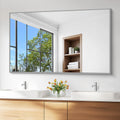 Silver Bathroom Mirror, 60"x36" Large Rectangle Bathroom Mirror for Wall, HD Tempered Glass, Anti-Rust Brushed Silver