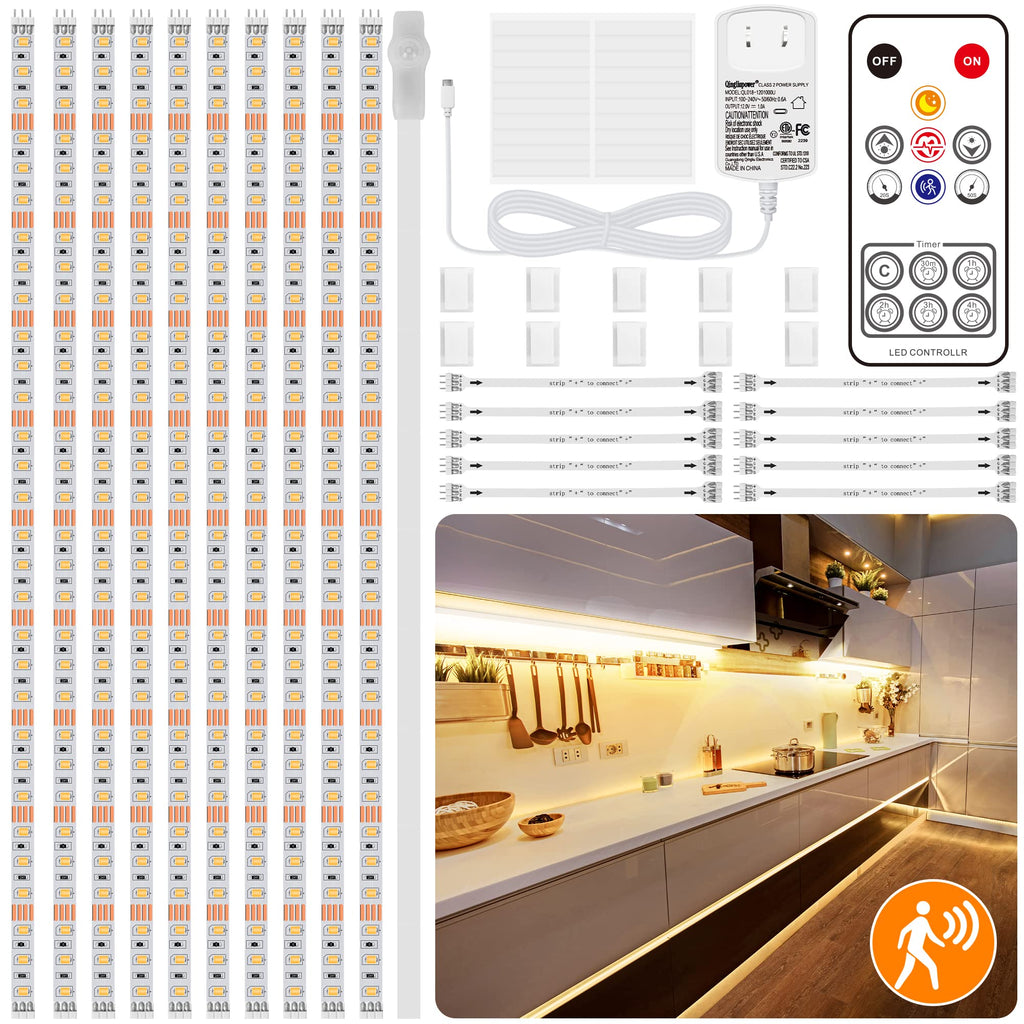 10 PCS Motion Sensor Under Cabinet Lights Kit