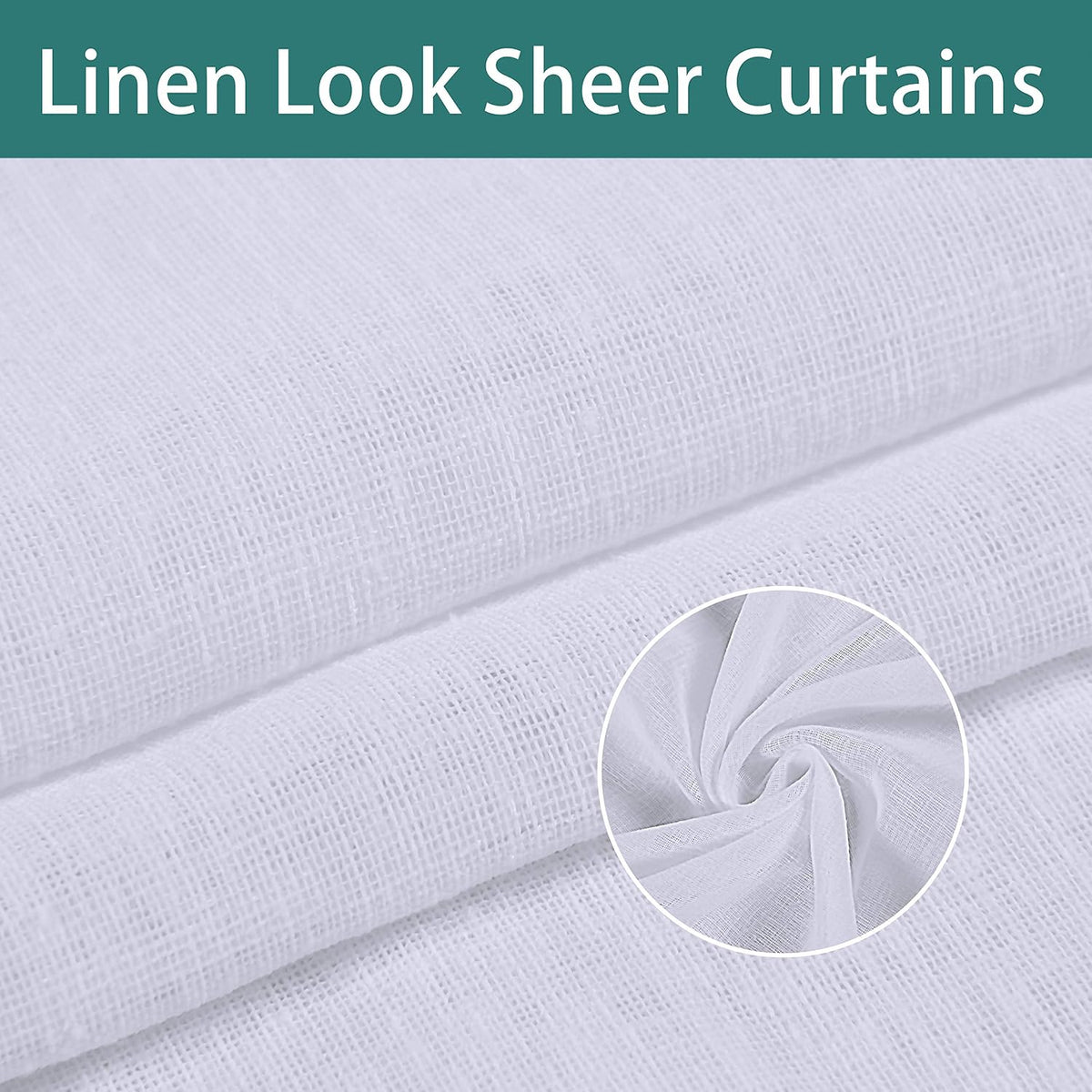 Burlap Linen Look Outdoor Curtains 2 Panels | Waterproof Tab Top Sheer Curtains for Pergola, Porch, Cabana, Gazebo