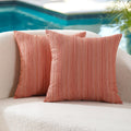 Outdoor Chenille Pillow Covers 22x22 Set of 2, Waterproof UV Fade Resistant Stripe Patio Pillow Cushion Covers for