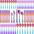 60-Piece Rainbow Flatware Set, Stainless Steel Cutlery Set for 12