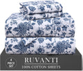 100% Cotton Percale Sheets King, Wild Flower - Set of 6