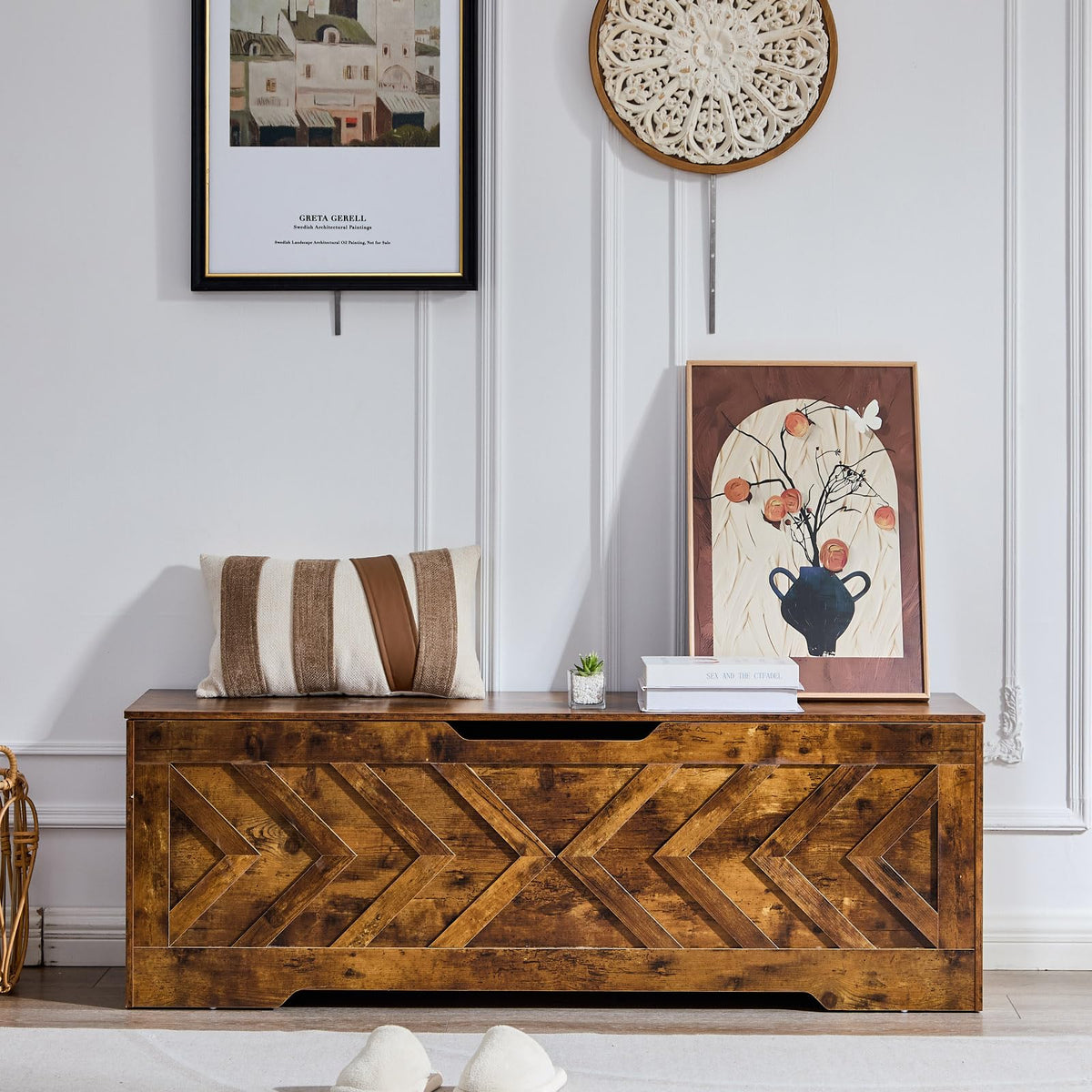 55.1" Storage Bench, Extra Large Entryway Bench with Storage, Storage Chest with 2 Safety Hinges, Blanket Storage, Shoe