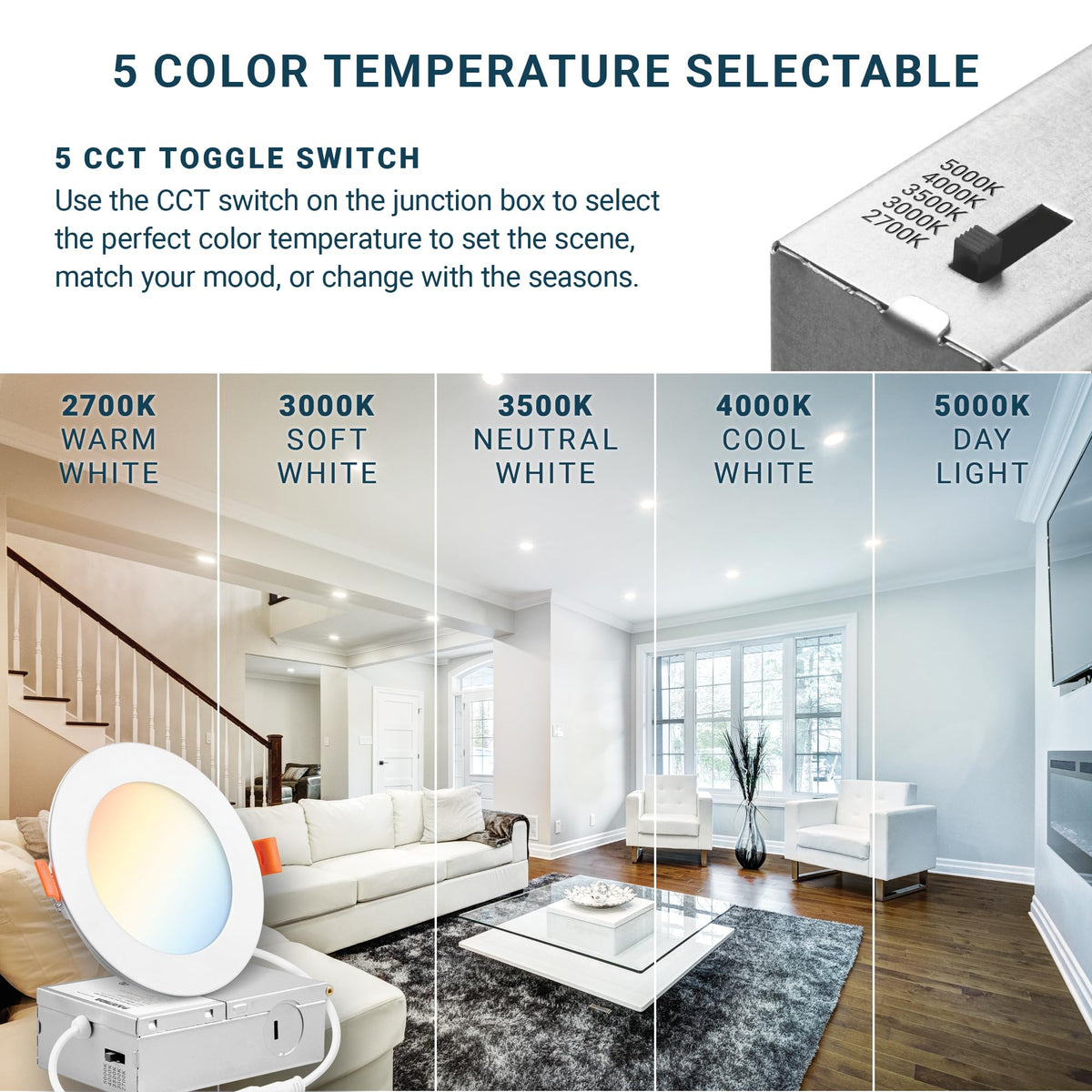 16 Pack 4 Inch LED Recessed Ceiling Light 5CCT Ultra-Thin ETL