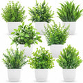 8 Pack Small Fake Plants in White Pots, Bathroom Home Decor Indoor