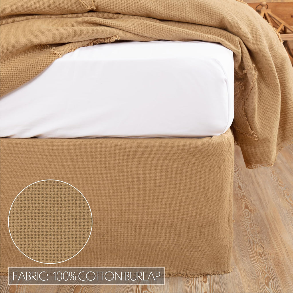 Burlap Natural Fringed Bed Skirt, 39" x 76" x 16