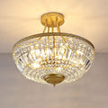 19.5 Inch Five-Light Crystal Ceiling Fixture with Beaded Drops