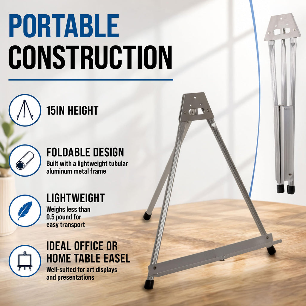 15" High Aluminum Tabletop Display Easel for Painting