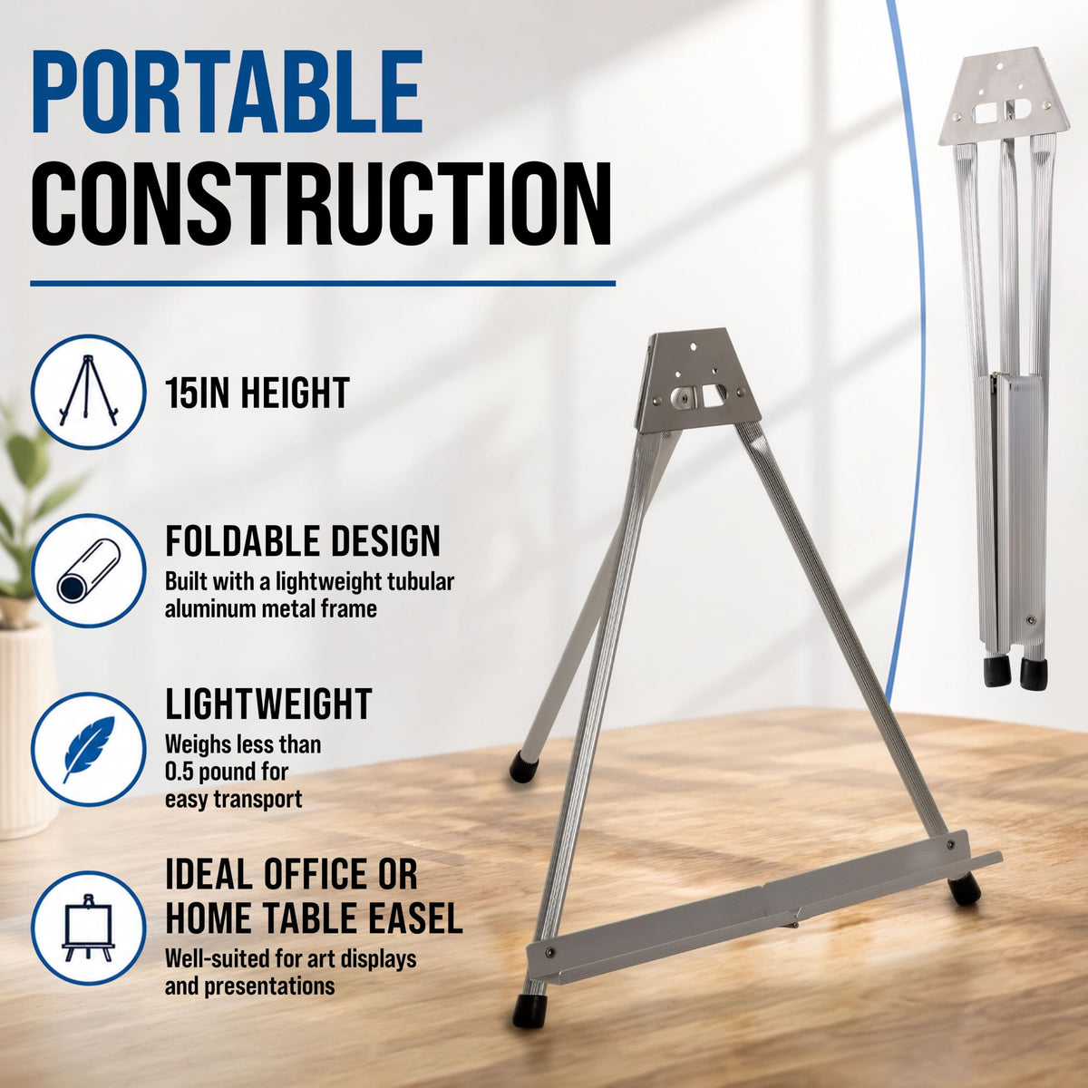 15" High Aluminum Tabletop Display Easel for Painting