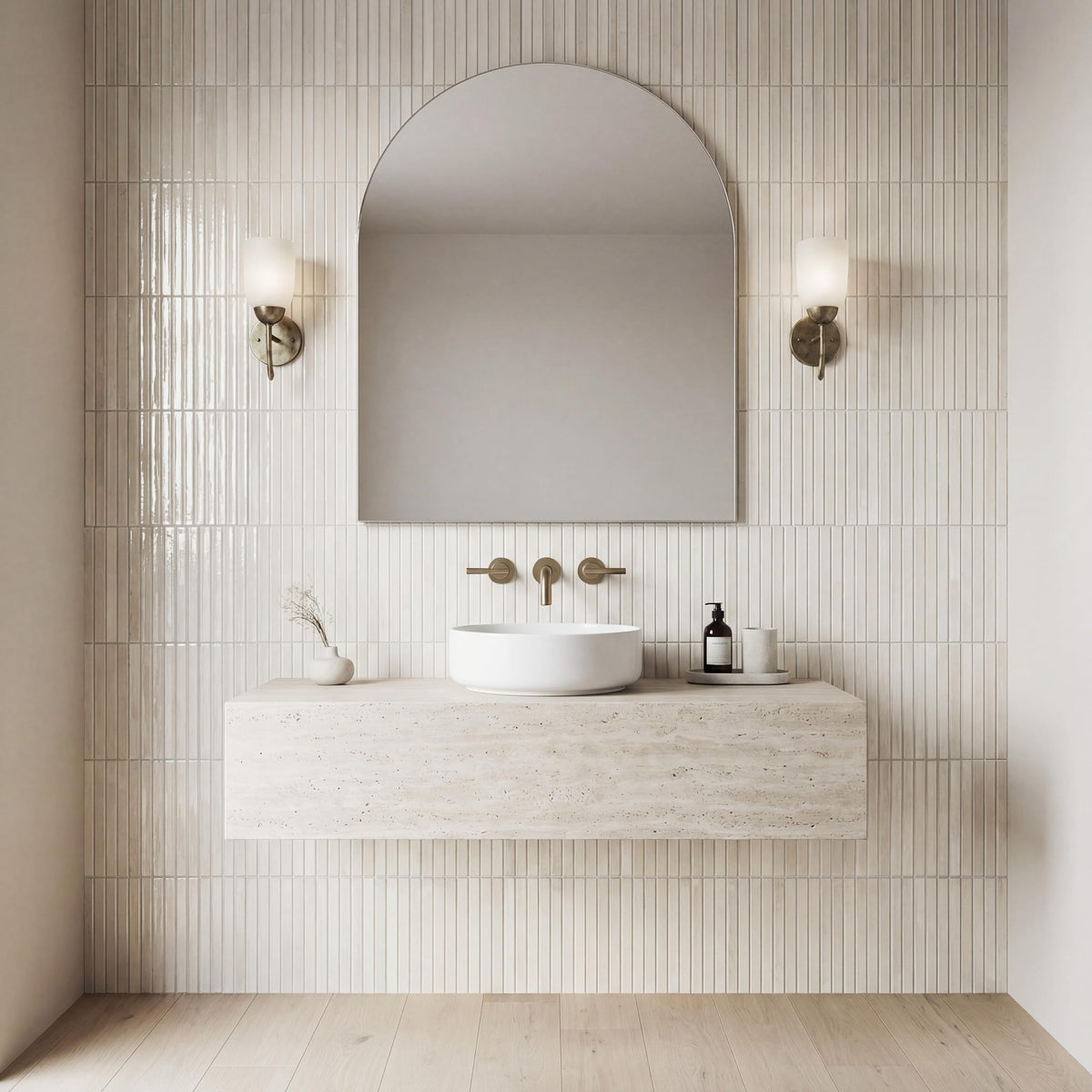 Porcelain Fluted Slat Wall Tile | Marino Cashmere Cream | 5" x 10"