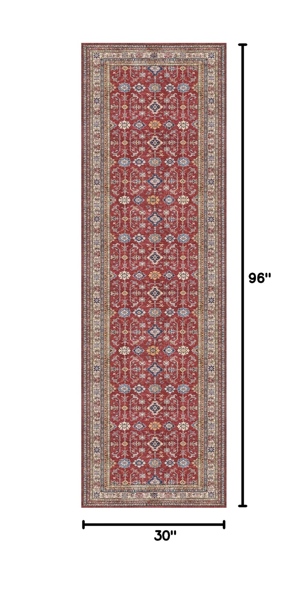 2'6"x8 Runner Rug Non Slip, Washable Runners s Burgundy