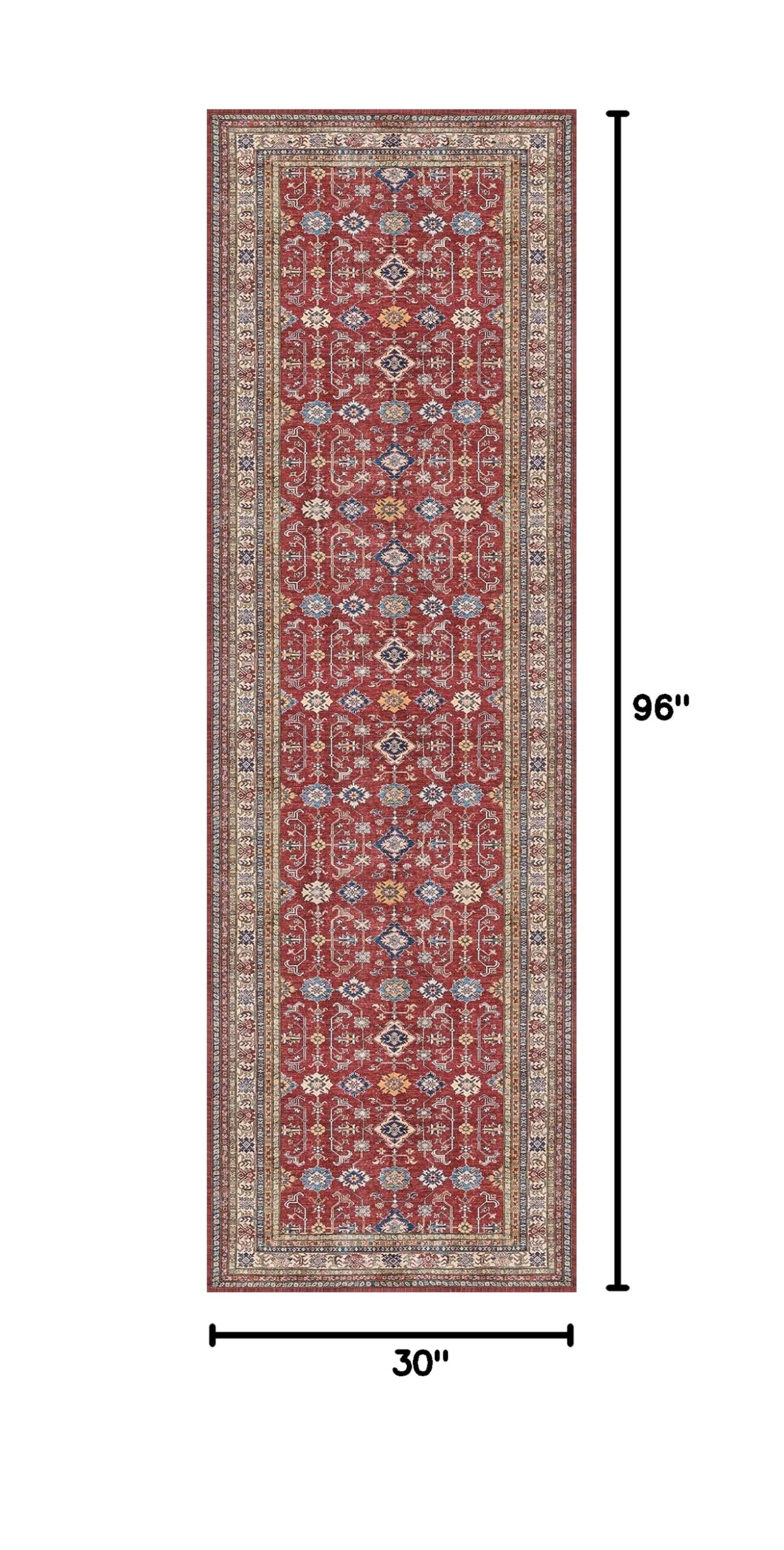 2'6"x8 Runner Rug Non Slip, Washable Runners s Burgundy