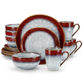 Starry 16 Pcs Dinnerware Set for 4, Handmade Reactive Glaze, Red