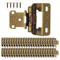 50 Pack (25 Pairs) 1/2 Inch Overlay Partial Wrap Hinges Antique Brass