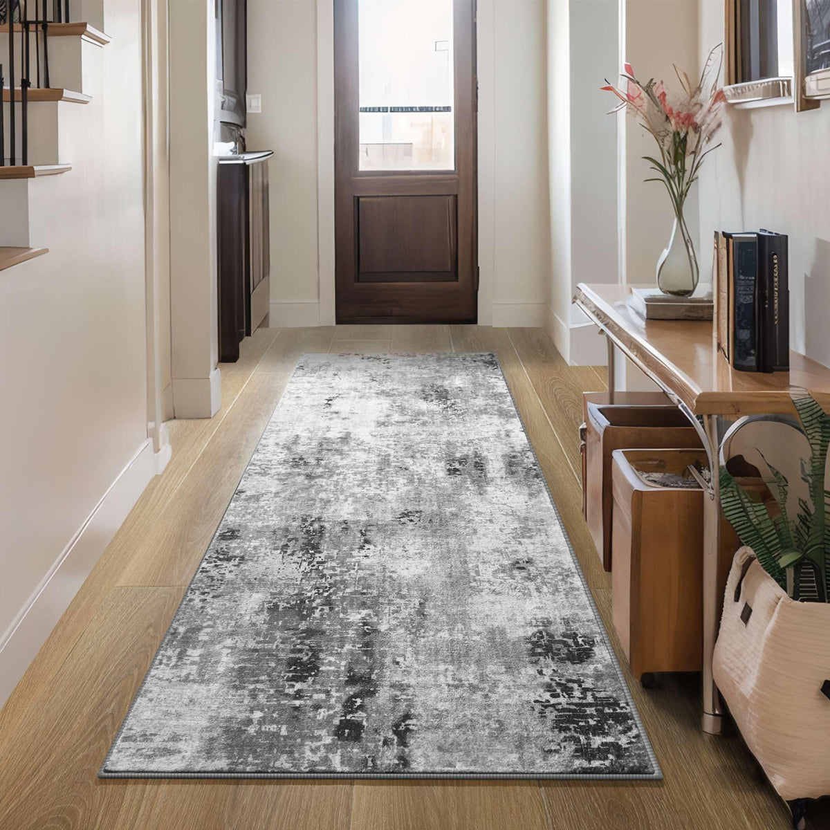 Rug Runners s Kitchen Runner Rug Non Slip Washable Grey Long Runner Rugs with Rubber Backing Soft Abstract Carpet