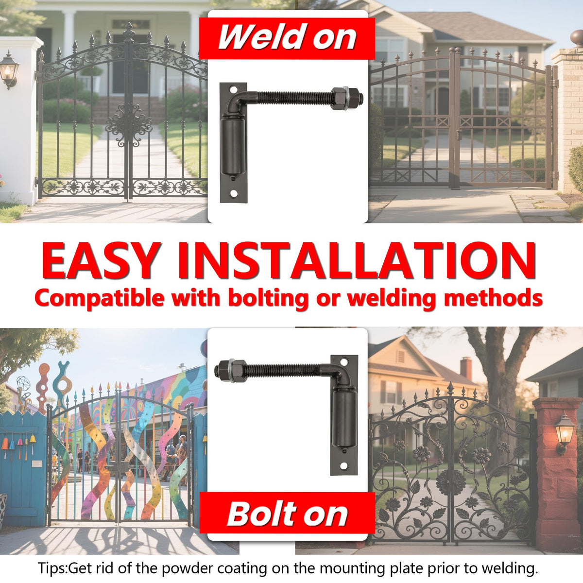 2 Pack J-Bolt Gate Hinge with Plate, Heavy Duty Welded Hinge for Doors Gates, Driveway Gates for Welding on Larger