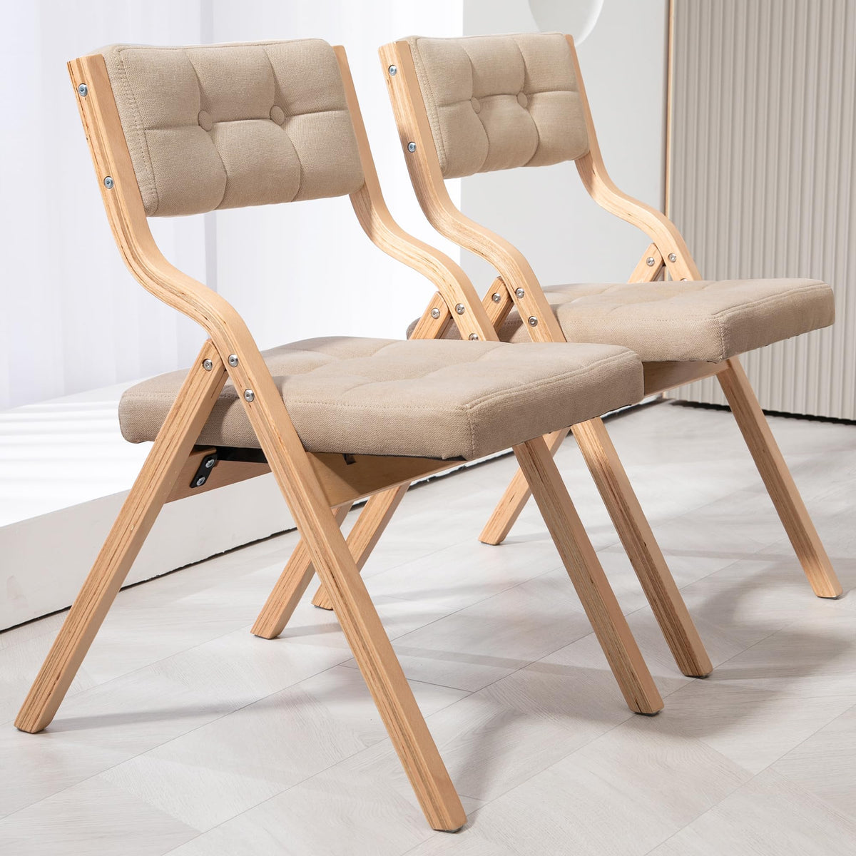 Folding Chair with Cushion, Padded Folding Chair, 2Pack