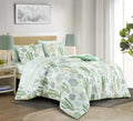 Gregory 7-Piece Serene Lodge Bed in a Bag Comforter Set - Green Blue Cactus Succulent Plant Printed Microfiber