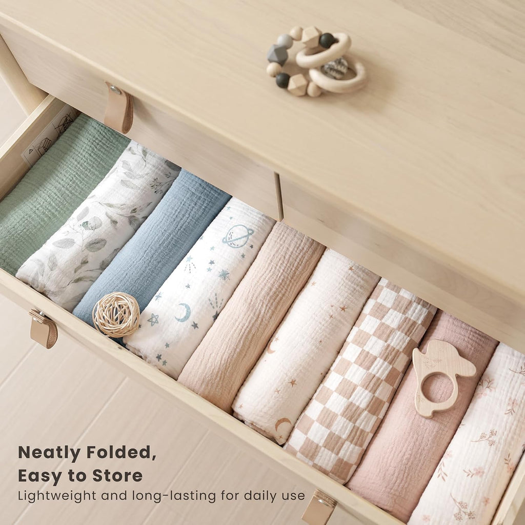 Pack Muslin Baby Swaddle Blankets, 47 x 47 in Receiving Blankets