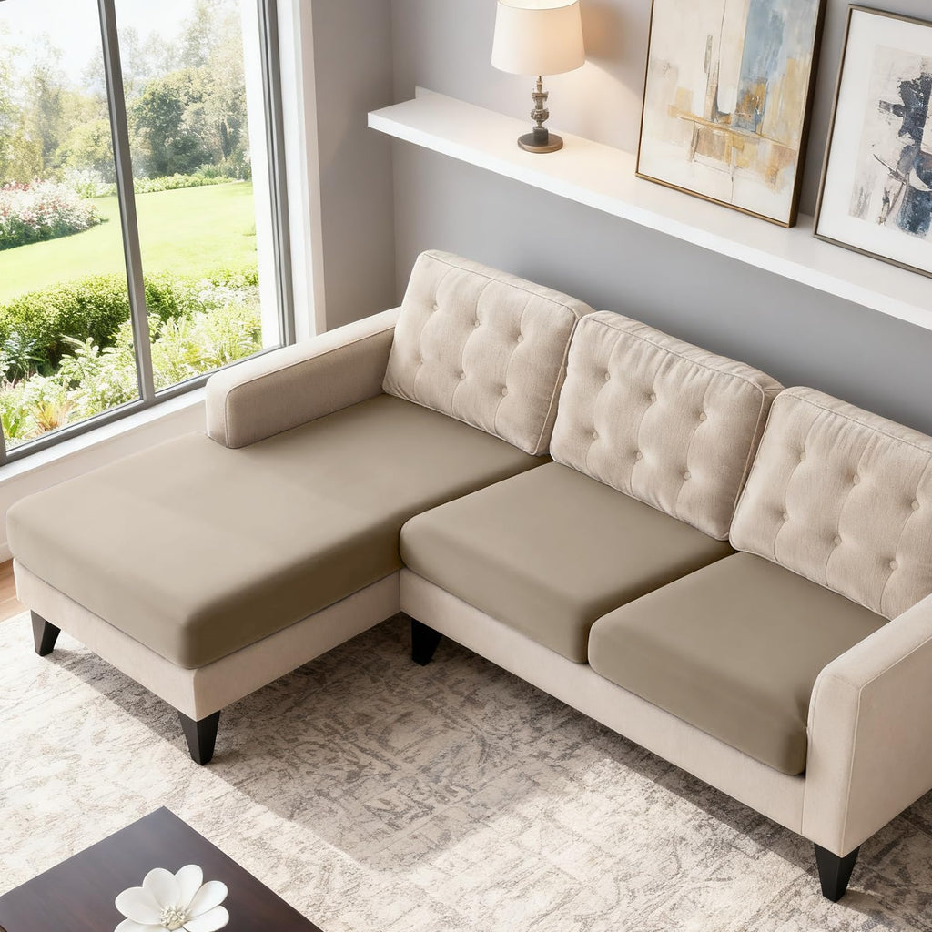 Sectional Couch Covers Stretch Couch Cushion Covers for Sectional Sofa Chaise L Shape, 3 Pieces Sectional Seat Covers