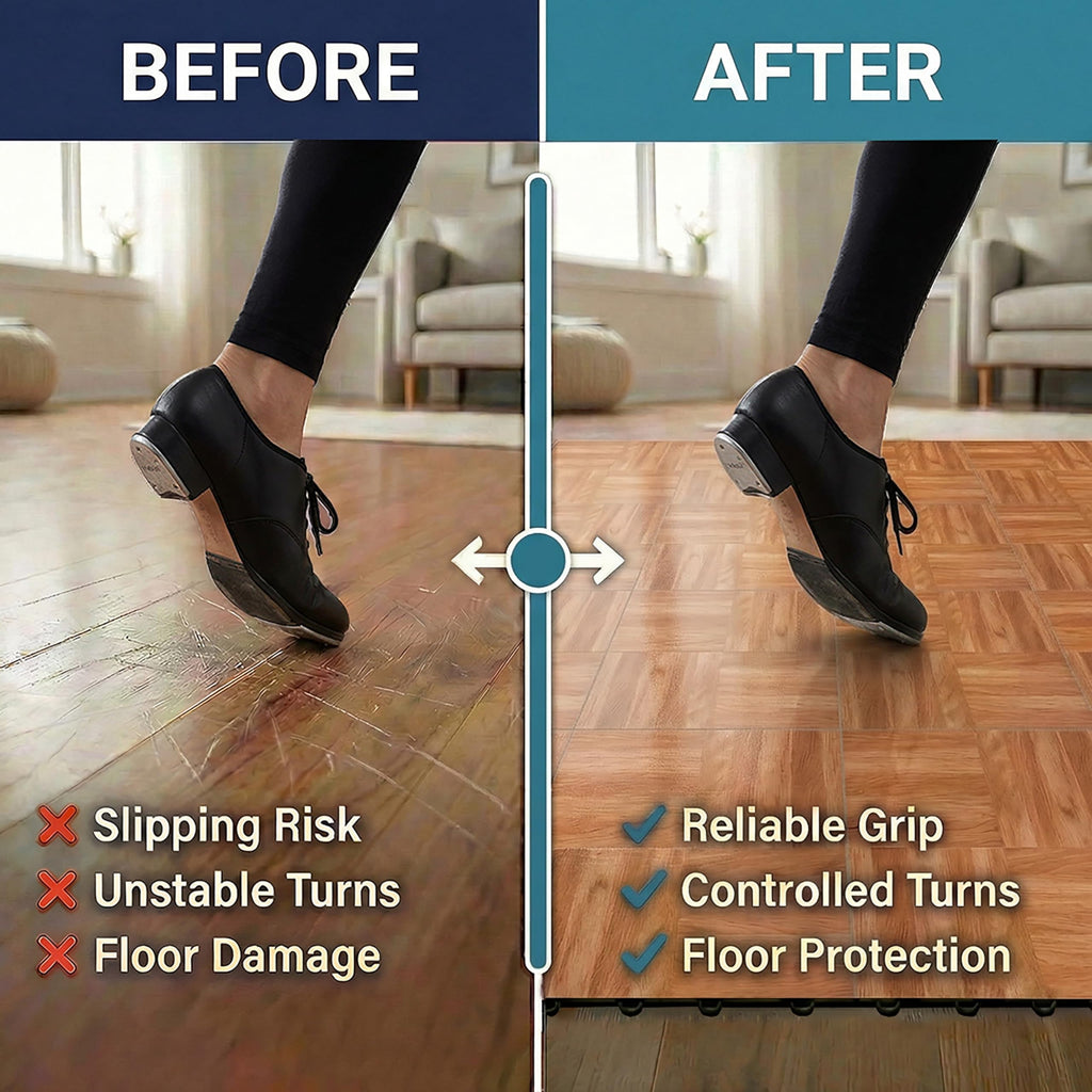 VersaStep by FlooringInc 12 x 12 Inch Interlocking Dance Floor Tiles, Portable Vinyl Dance Floor Practice, 3/8 Inch