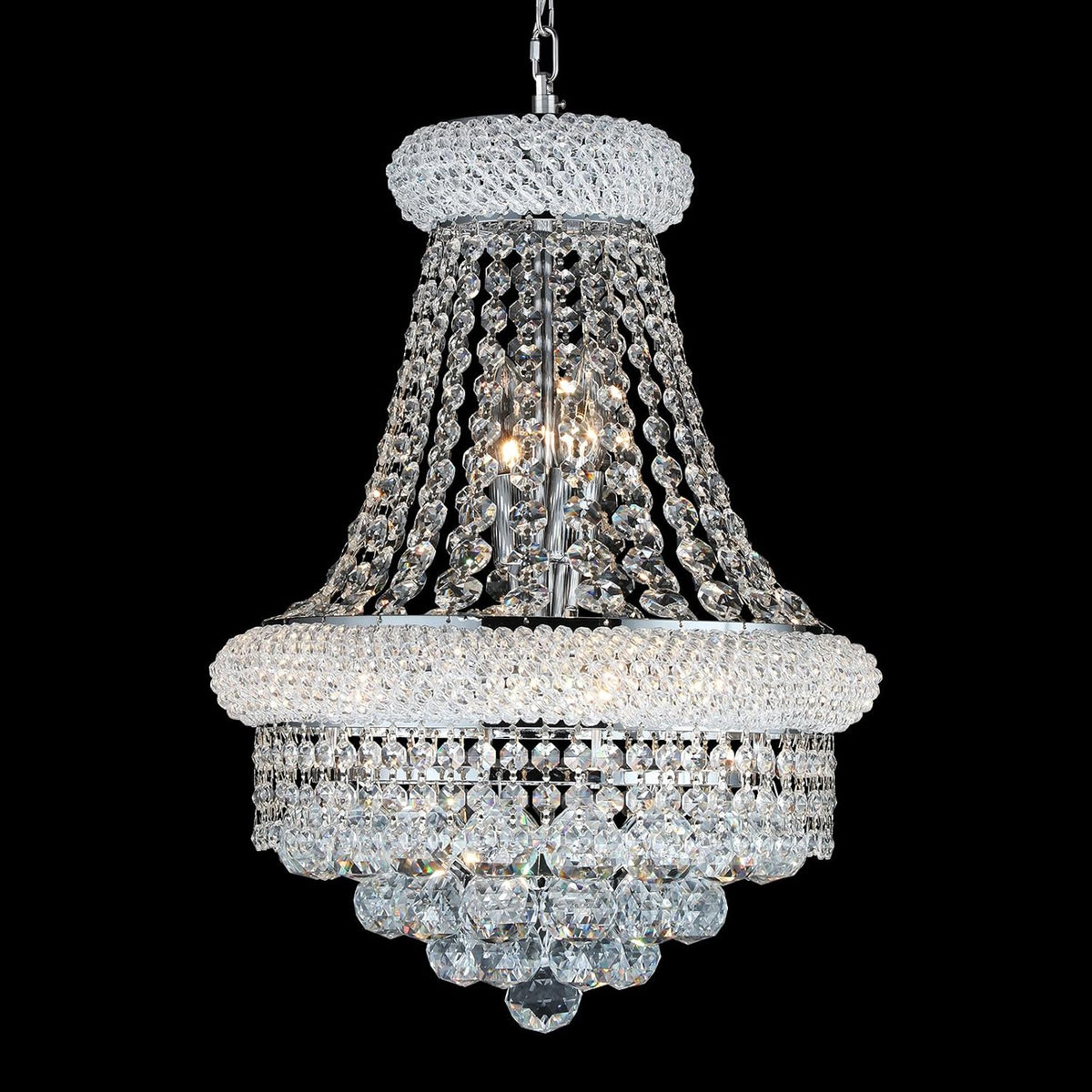 French Empire Crystal Chandelier, Classic Cascading Fixture for Formal Dining