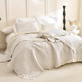 Wheat Quilt Sets, Stone-Washed Lightweight Ruffle Coverlet