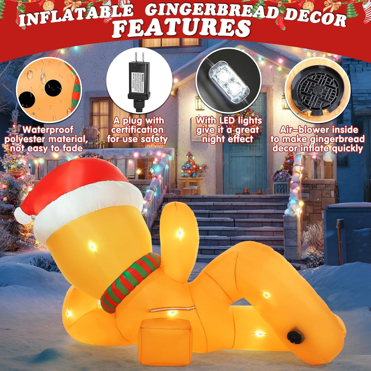 10FT Christmas Inflatables Outdoor Decoration Gingerbread Man