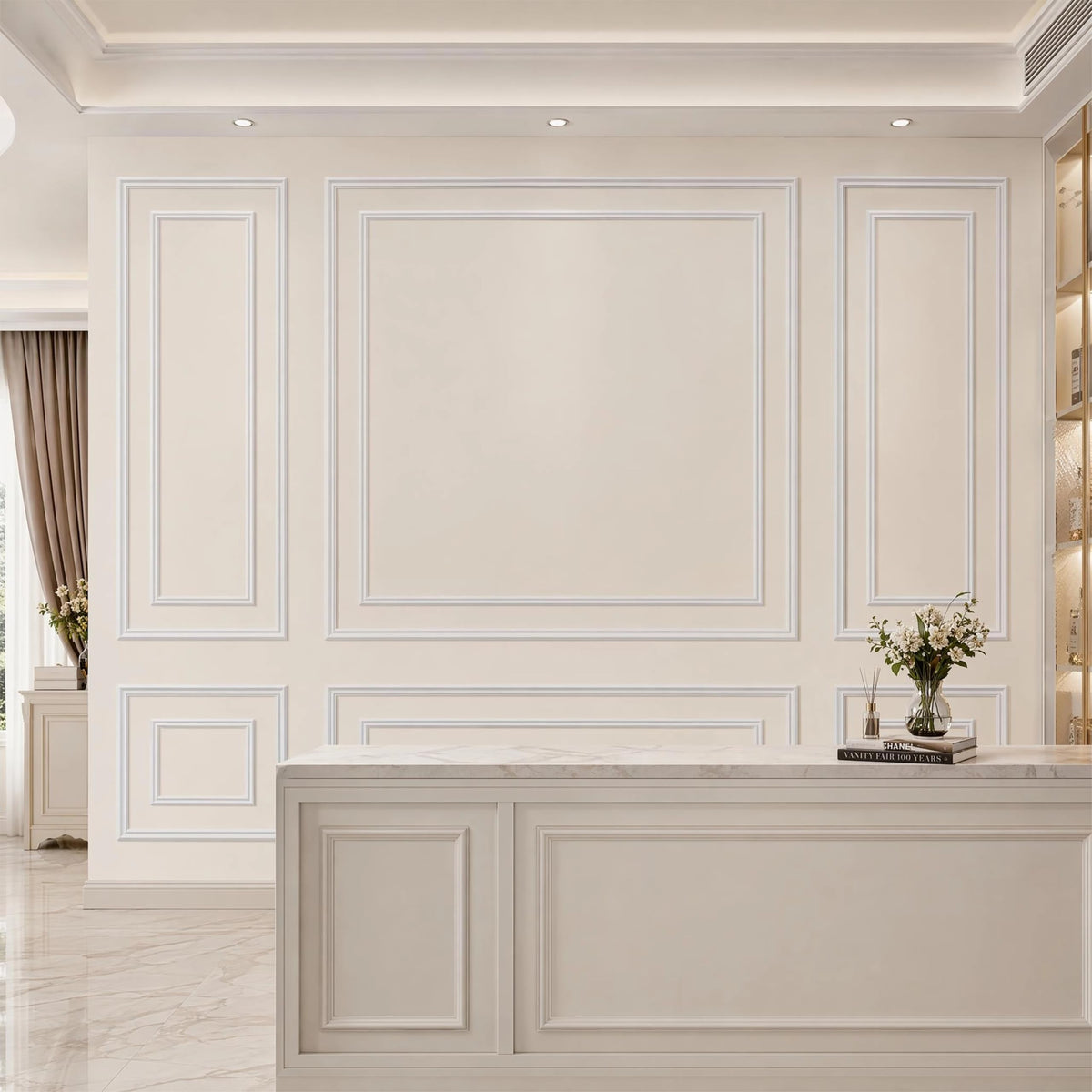 6 Set Peel and Stick Wall Molding Kit,Pre-Cut Bilinear Frame Panels