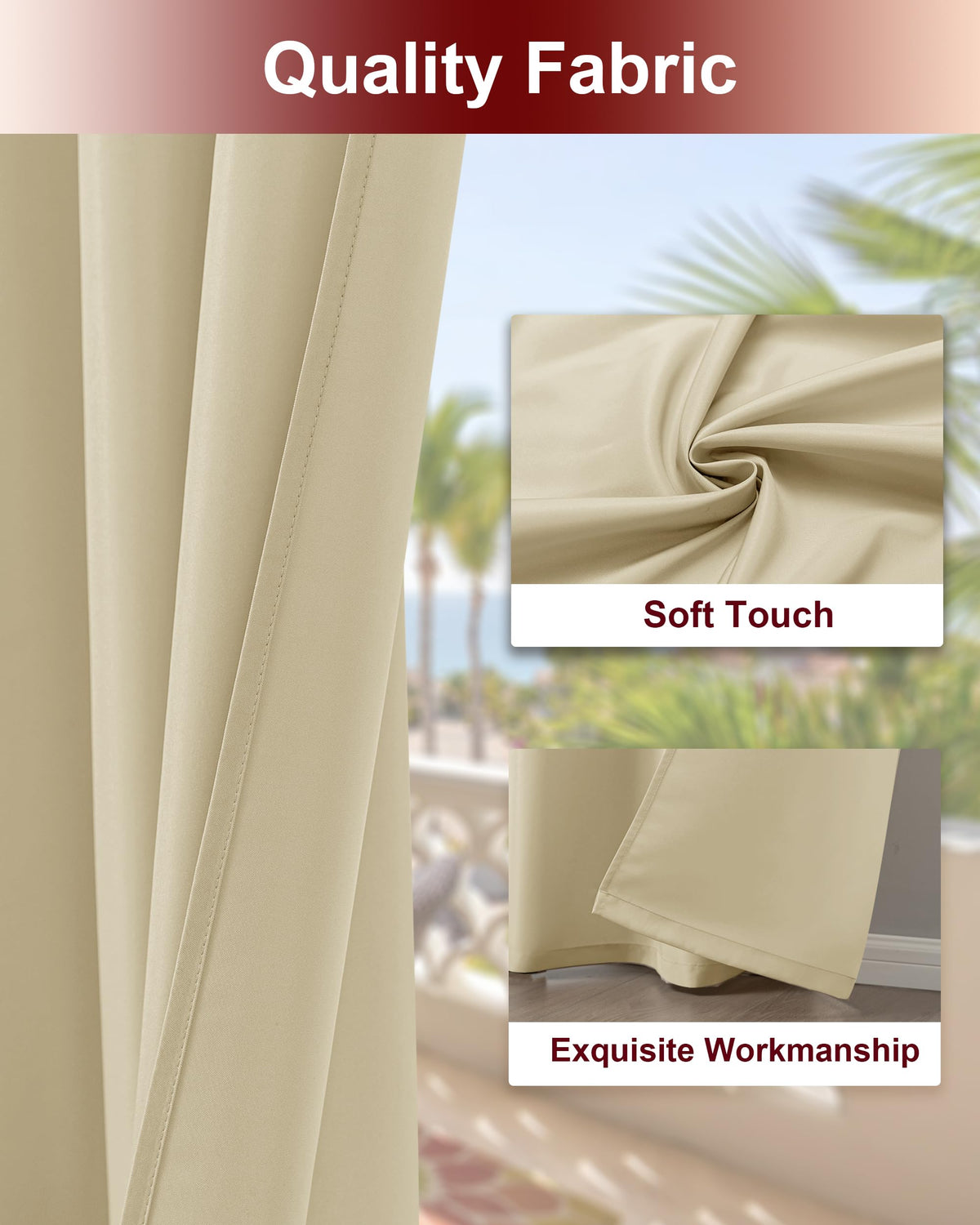 Grommet Outdoor Curtains Waterproof 8 Pcs 54x95 In Cream