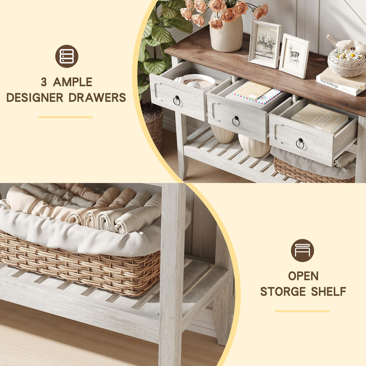 47.2" Farmhouse Console Table with 2 Drawers, Entryway Sofa Table
