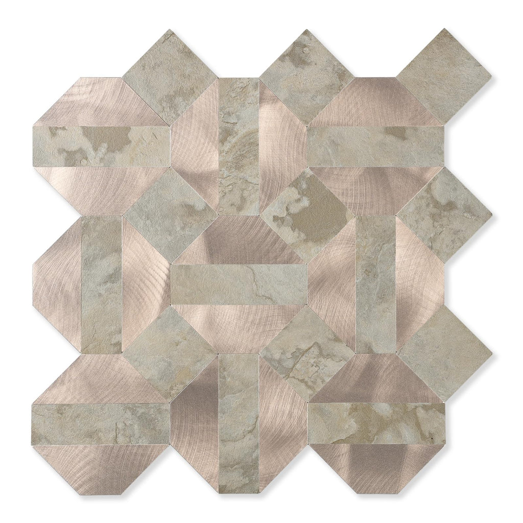 10-Sheets Peel and Stick Backsplash Tiles, PVC Stone Mixed Metal Look,Heat Resistant Stick on Tiles
