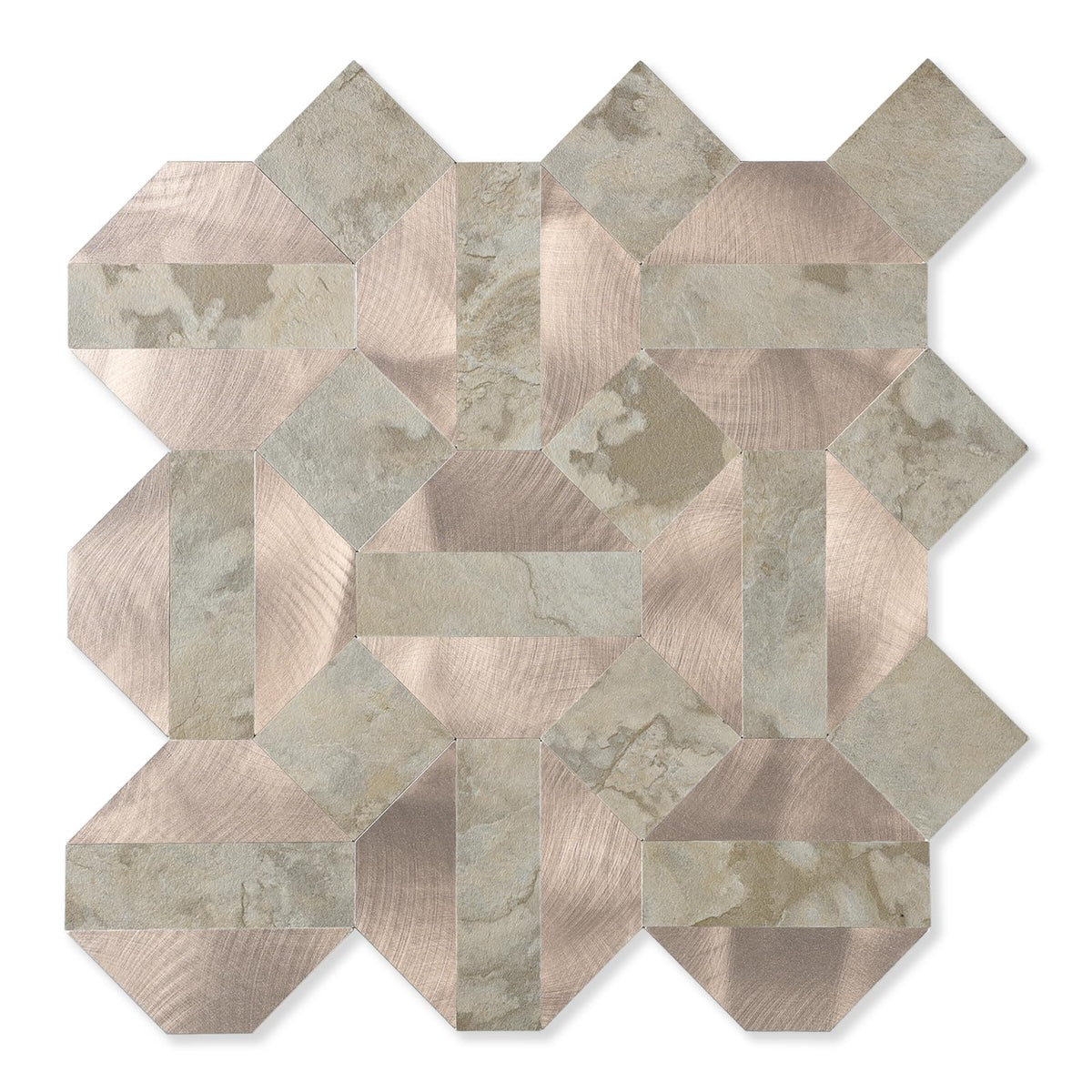 10-Sheets Peel and Stick Backsplash Tiles, PVC Stone Mixed Metal Look,Heat Resistant Stick on Tiles