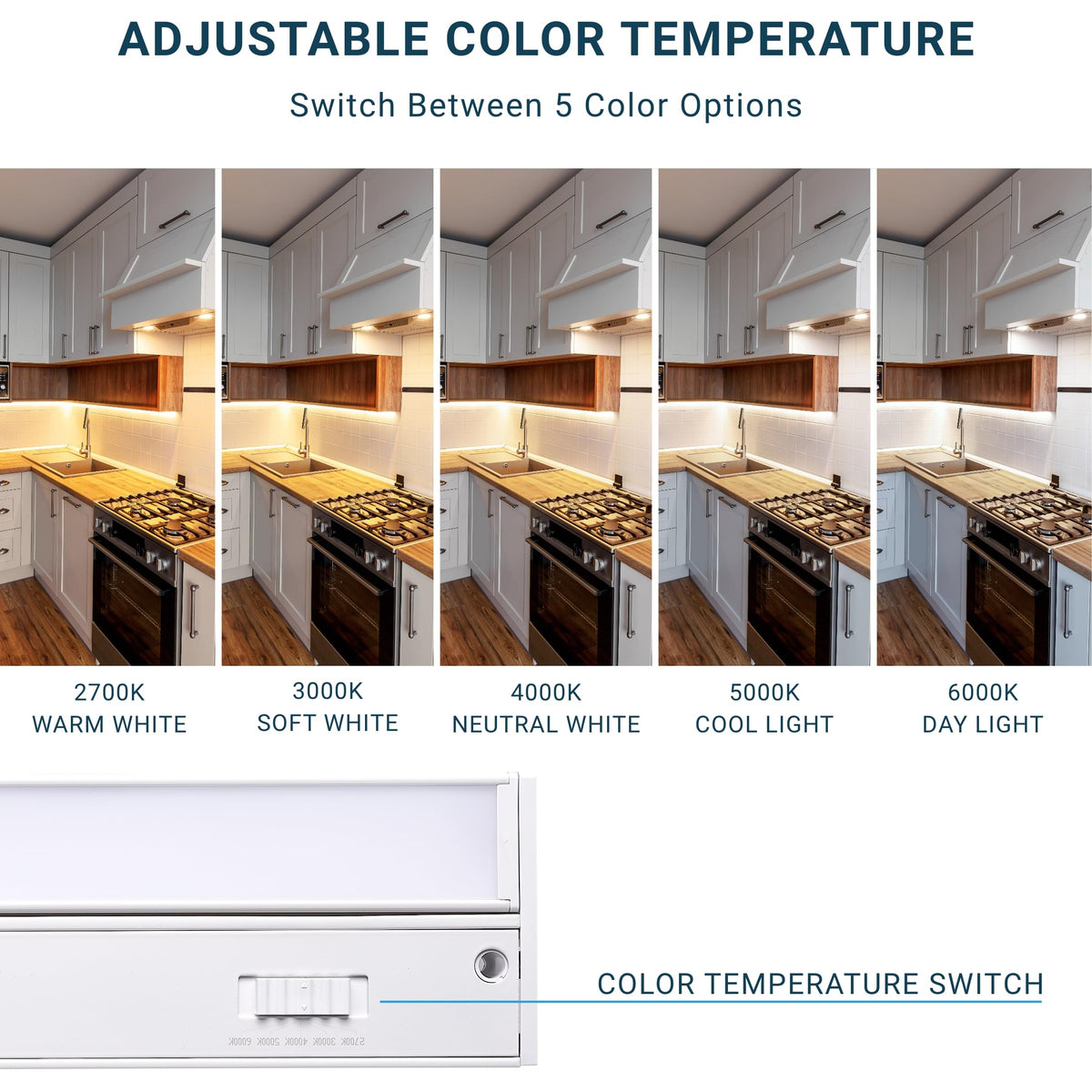 LED Swivel Under Cabinet Lighting, Hardwired or Plug-in Installation, 32 Inch, 18W, 5CCT Color Selectable