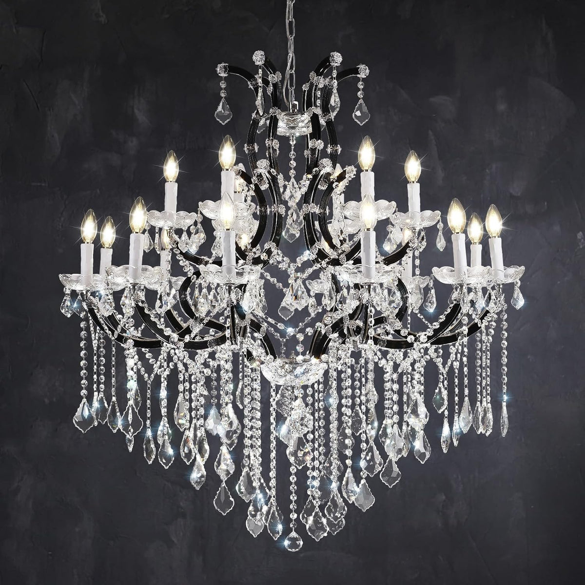 Eighteen-Light 40-Inch Crystal Chandelier for Large Foyers