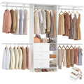 Closet System, Closet Organizer with 3 Wooden Drawers, 8FT Closet Organizer System, 96'' Walk-in Closet Wardrobe